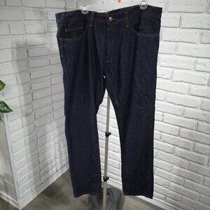 NWT Perry Ellis Men's Size 38/32 Dark Wash Slim Fit Low Rise Blue Jeans